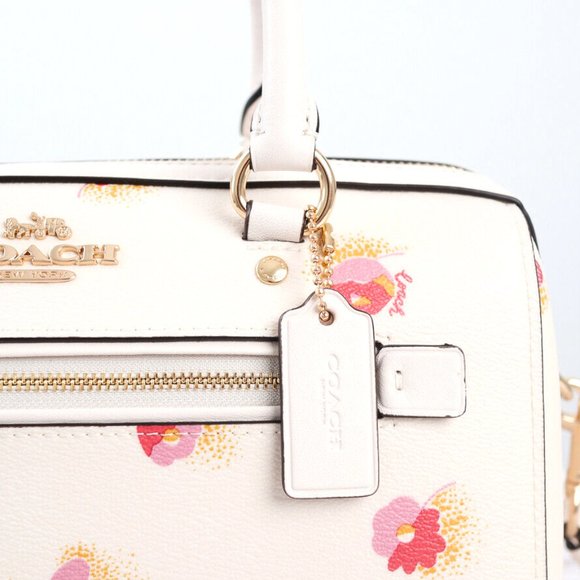 BNWT Coach Rowan Floral Leather Canvas Chalk White Bag Satchel Cross Body C5801 - Picture 2 of 16
